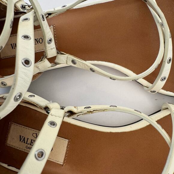 Valentino Garavani Leather Gladiator Sandals Grommet Studded 36.5-37 (US 6.5-7) - Picture 8 of 12